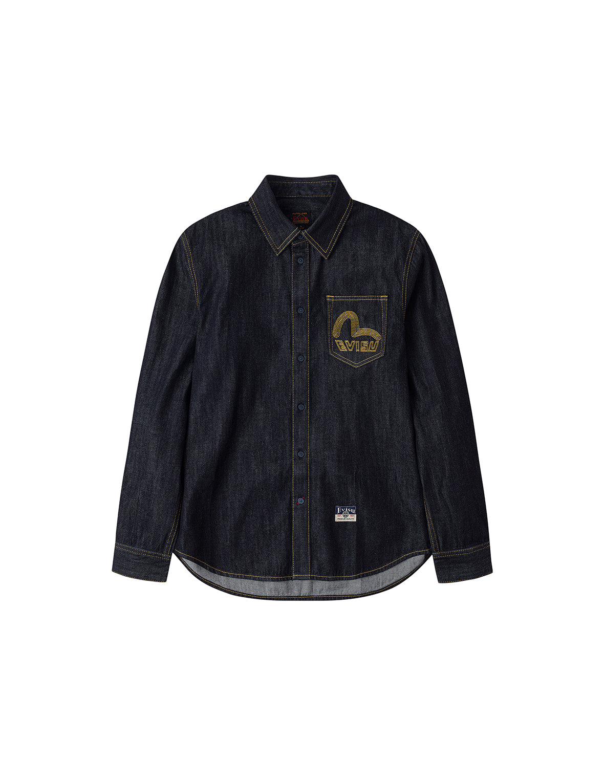 Seagull Embroidery Regular Fit Denim Long-sleeve Shirt